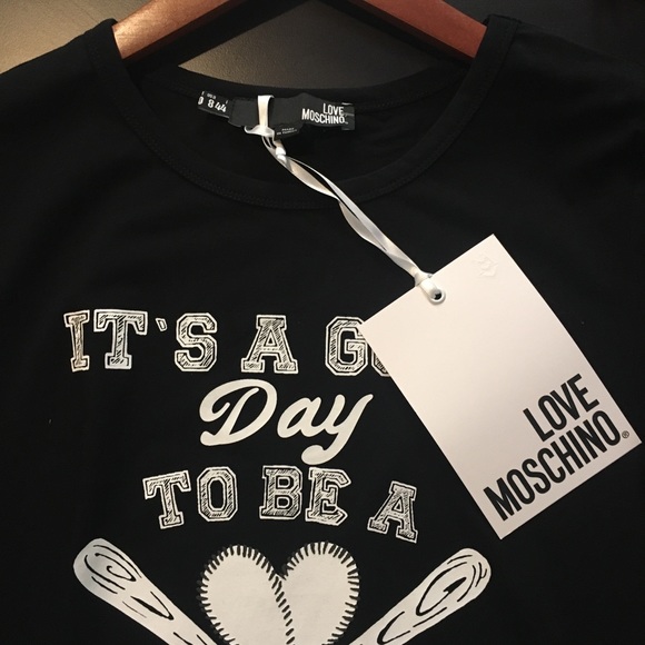 NWT Love Moschino black T-shirt size US 8 - Picture 4 of 10